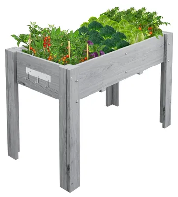 Image de Jardinière surélevée sur pieds - Bac à plantes surélevé en bois - Avec insert en plastique - Pour l'intérieur et l'extérieur - Pour balcon, terrasse, jardin - 86,4 x 45,7 x 76,2 cm