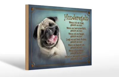 Produktbild von Holzschild Spruch 30x20cm Hunderegeln wenn ich es mag