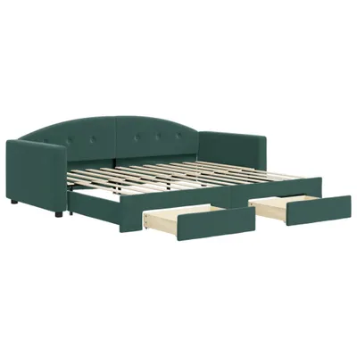 Produktbild von Tagesbett Ausziehbar mit Schubladen Dunkelgrün 90x200 cm Samt