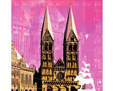 Produktbild von Glasbild Bremen Dom pink 50x50 cm