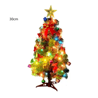 Produktbild von 30cm Mini Weihnachtsbaum mit LEDs,Künstlicher Weihnachtsbaum Tannenbaum mit Stern-Baumspitze und Deko,Advent,Weihnachten