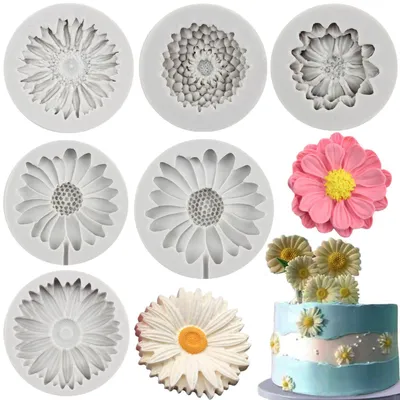 Zdjęcie produktu dla 6 sztuk silikonowej formy do kwiatów, chryzantemy, forma do fondantu, idealna do ciast, czekolady i wypieków
