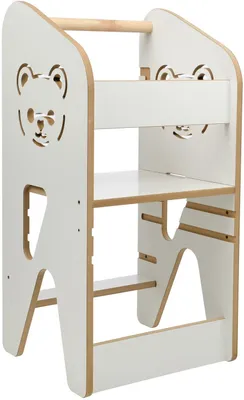 Produktbild von Montessori Küchenhelfer für Kinder Lernturm Kindertritt Holz + MDF-Platte Weiß