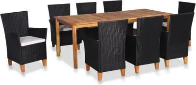 Immagine prodotto di Maison Exclusive - Set da giardino completo di 9 pezzi, realizzato in rattan sintetico, colore nero e marrone