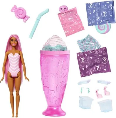 Image de Poupée Barbie Pop Reveal, 8 Surprises, Parfumée, Articulée, Slime Granité, 2 Changements de Couleur