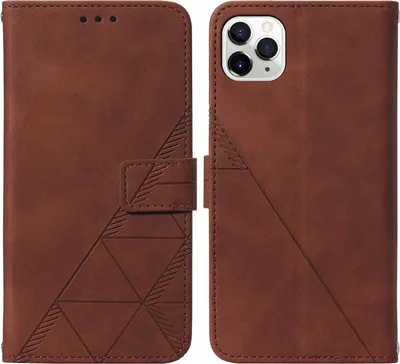 Produktbild von iPhone 11 Pro Hülle, Schlank Prägung Flip Leder Kartenfächer Schutzhülle mit Ständer für iPhone 11 Pro Braun
