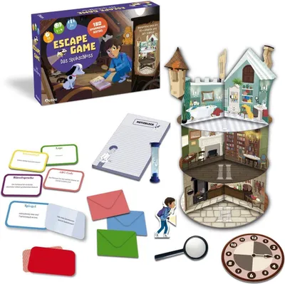 Produktbild von AUZOU, Escape Game - Das Spukschloss, Rätselspiel Kinder, Spannendes Geister-Abenteuer, Kinderspiele ab 7, Kooperatives Spiel, Für 1–4 Spieler ab 7 Jahren