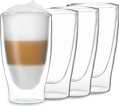 Produktbild von DUOS® Latte Macchiato Gläser Set 4x400ml, Doppelwandige Gläser Latte Macchiato, Doppelwandige Kaffeegläser, Teegläser, Cappuccino Gläser, Eiskaffee Gläser Thermogläser doppelwandig Espressotassen Glas