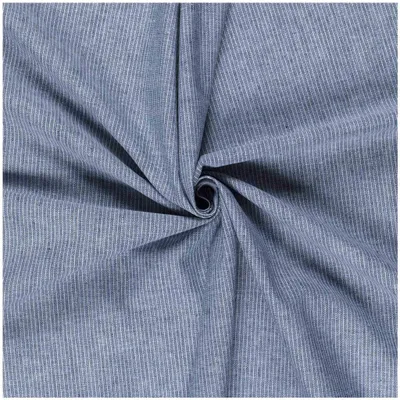 Drapierter Leinen-Baumwollstoff Chambré gestreift in Marineblau – luftiger Sommerstoff für Kleider und Blusen.