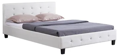 Produktbild von Polsterbett KINGSTON Bettgestell 140 x 200 cm Doppelbett Designbett mit Strasssteinen inklusive Lattenrost Kunstleder in weiß