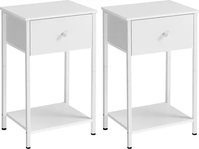 Produktbild von VASAGLE Nachttisch, Beistelltisch mit Stoffschublade, 61 cm hoher Nachttisch, mit Ablage, für Wohnzimmer, Schlafzimmer, weiß LGS221W14