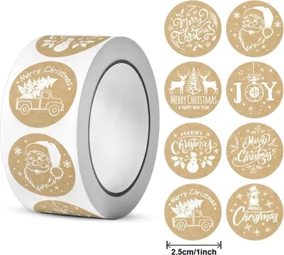 Image de 500 autocollants de Noël sur ruban adhésif, diamètre 25 mm, papier