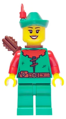 Produktbild von LEGO Minifigur Forest Stronghold Forestwoman - Red, Green Hat, Red (bdp167)