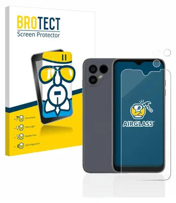 A product shot of a screen protector and a smartphone.