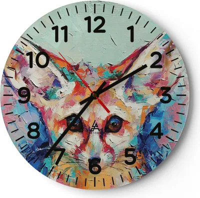 Produktbild von Wanduhr - Rund - Glasuhr - Klein November Bunt - 40x40cm - Schleichendes Uhrwerk - Lautlos - zum Aufhängen bereit - Dekoration Modern - Wanddekoration aus Glas - C4AR40x40-4568