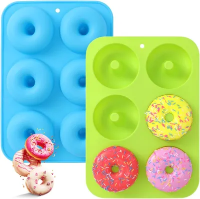 Produktbild von 2 Stück Silikon Donut Formen 6 Hohlraum Antihaft -40 bis 230°C Muffins