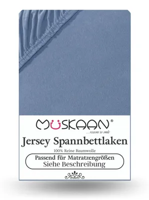Produktbild von Jersey Spannbettlaken 90x200 cm - 100x200 cm Rauchblau - 100% Baumwolle