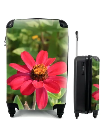 Produktbild von MuchoWow® Koffer Handgepäck Trolley Rollkoffer Kleine Reisekoffer mit 4 Rollen - Rote Zinnienblüte in Blüte - Cabin Size < 55x40x23 cm & 55x40x20 cm - Fotokoffer - Kabinenkoffer - Boardgepäck - Reise-Box - Reisekoffer - Reisegepäck - Koffer mit Bild - Trolley für Kinder