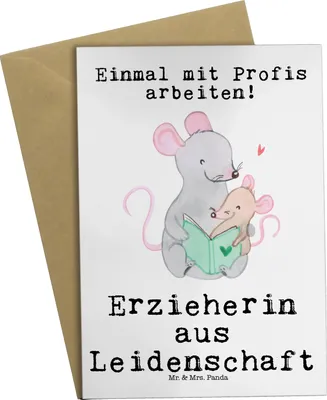 Produktbild von Mr. & Mrs. Panda Grußkarte Erzieherin Leidenschaft - Weiß - Geschenk, hochzeitskarten, Studium, einladungskarten, Spruch, weihnachtskarten, dankeskarten, Beruf