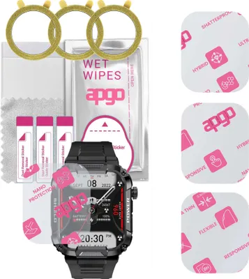 Produktbild von apgo 3 Stück Schutzglas, klar, kompatibel mit Rubicon RNCF07 Smartwatch, Hybrid 8H, Ersatz für Hartglas, Displayschutzglas, Bildschirmschutz, Displayschutz, kratzfest