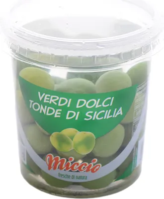 Zdjęcie produktu dla Oliwka Verdi Tonde Sicilia zielone oliwki 200g - Miccio