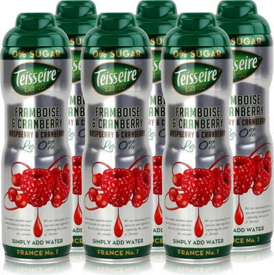 Immagine prodotto di Teisseire Sciroppo per bevande Lampone e mirtillo rosso 0% - 600ml (confezione da 6)
