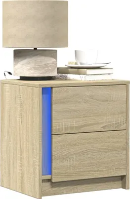 Produktbild von vidaXL Nachttische mit LED-Leuchten 2 Stk. Sonoma Eiche Holzwerkstoff