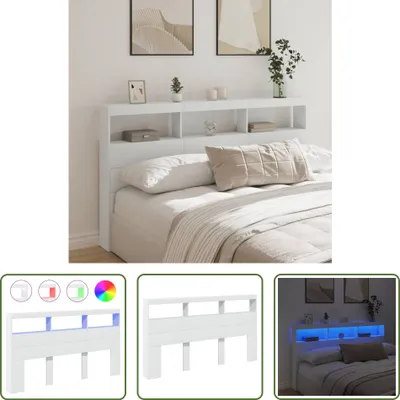 Obrázok produktu pre The Living Store LED čelo s policami biele 180x17x102 cm