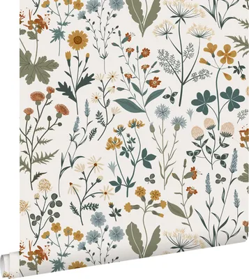 Zdjęcie produktu dla ESTAhome Tapeta kwiaty polne ochry żółtej,szaro zielonymIvintage blue 53 cm x 10.05 m