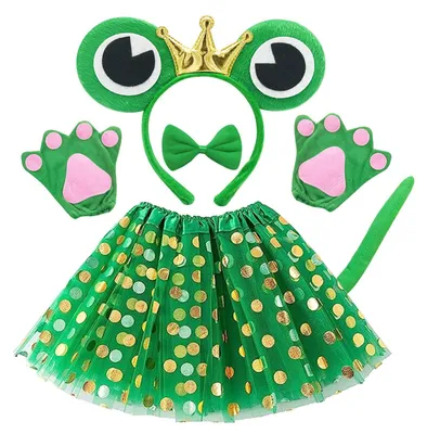 Froschkostüm-Set für Kinder, 6-teilig, grün, Halloween, Karneval