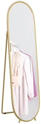 Immagine prodotto di Specchio a figura intera - Specchio da appoggio o da parete - 160 x 40 cm - Cornice in metallo - Stile moderno - Oro