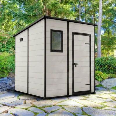 Immagine prodotto di Dmora Casetta da Giardino Cranbrook 185x183.5x200h cm Beige, Resistente Agli Agenti Atmosferici Presenza Finestre