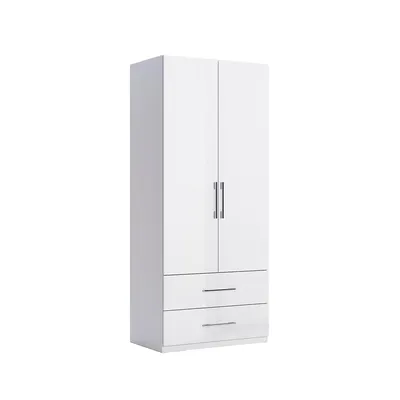 Produktbild von 2‑türiger Kleiderschrank Hochglanz Weiß ohne Spiegel, 900 × 2100 × 550 mm