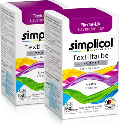 Produktbild von simplicol Textilfarbe expert, DIY Färbemittel für Stoff in verschiedenen Farben, Farbe:Flieder-Lila (1707), Größe:2er Pack