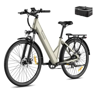 Produktbild von City E- Bike Rostfreie Aluminiumlegierung 36 V 15 Ah 540 Wh bis zu 90 km-110 km 27,5 Zoll Wasserdicht IP54, Elektrofahrrad mit 7 Gang und App, Gold