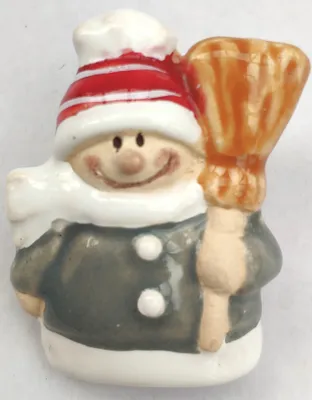 Produktbild von Schneemann aus Keramik mit Clip für die Weihnachtsbaum Dekoration