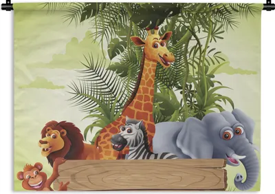 Produktbild von MuchoWow® Wandteppich Wandbehang Dschungeltiere - Natur - Kinder - Giraffe 60x45 cm Tapisserie Dekoration Wandtuch - Das Schlafzimmer