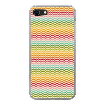Produktbild von MuchoWow® Handyhülle Schutzhülle Hülle für iPhone SE 2022 Muster - Regenbogen - Retro Silikon Softcase Handy Hülle - Schutzhülle
