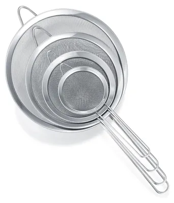Produktbild von Abtropfsieb Küchensieb Nudelsieb Mehlsieb - Set von 4 - Edelstahl - Feinmaschig - 8, 12, 16 und 20 cm - Für Pasta, Reis und Tee