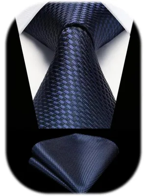 Produktbild von Krawatten-Set für Herren mit Einstecktuch Dunkelblau Klassisch Elegant Business Hochzeit