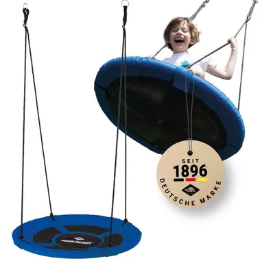 Image de Balançoire nid - Balançoire de jardin 90 cm - Bleu et noir - Intérieur et extérieur - 150 kg