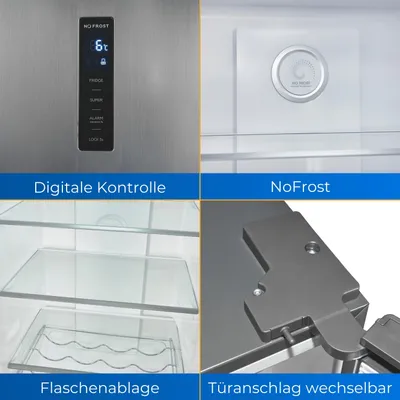 Produktbild von Exquisit Vollraumkühlschrank KS360-V-HE-040D inoxlook | 359 l Nutzinhalt | Edelstahloptik