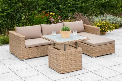 Produktbild von Merxx Gartenlounge Veneto Stahl, Kunststoffgeflecht natur