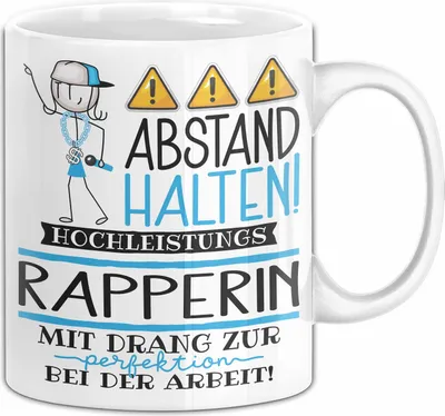 Produktbild von Rapperin Tasse Geschenk Lustig Abstand Halten Hochleistungs-Rapperin Mit Drang Zur Perfektion Bei Der Arbeit (Weiß)