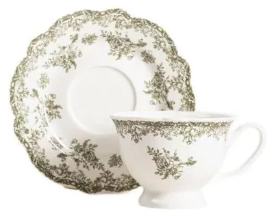 Produktbild von HOMLA LOURRY Tasse mit Untertasse grün 0,2 l