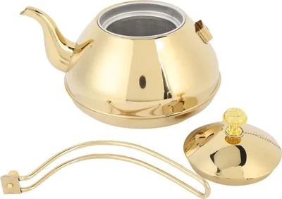 Produktbild von Goldfarbener 1,5-Liter-Teekessel aus Edelstahl mit Sieb für Restaurant und Zuhause