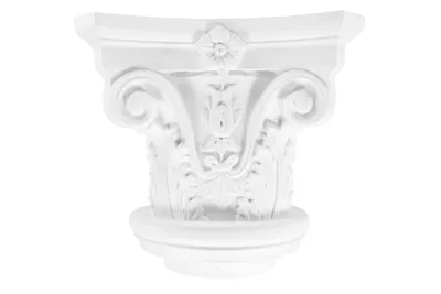 Produktbild von Kapitell für Säulen | glasfaserverstärkter Kunststoff | Fassade | Barock | Außendekor | Stuck | weiß | GFK | 355 x 355 mm | L401