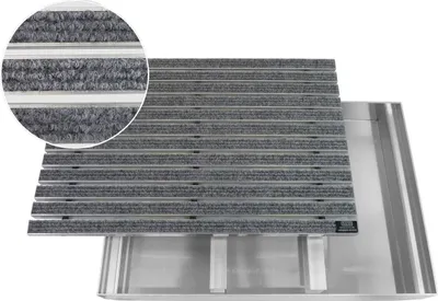Produktbild von Emco Eingangsmatte DIPLOMAT + Bodenwanne 75mm Aluminium, Rips Hellgrau,Größe:100x50cm