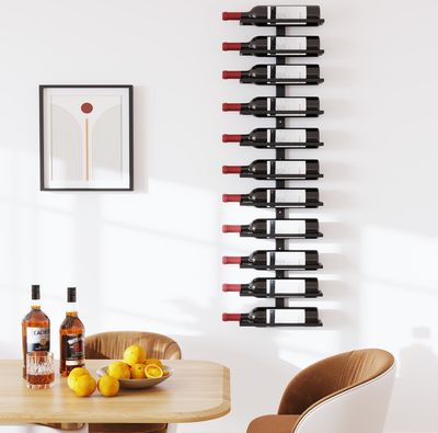 Iropro Weinregal 110cm für 11 Flaschen Flaschenregal Flaschenhalter Aufbewahrungsregal Metall für die Wand Schwarz