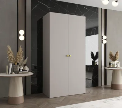 Obrázok produktu pre Elegantná šatníková skriňa CAITIR 1 100 cm - kašmír / zlaté úchyty